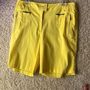 Jamie Sadock yellow, Bermuda shorts, size 12, nice stretch nylon/rayon/spandex.